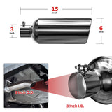 Richeer 3" Inlet Exhaust Tip, 6" Outlet, 15" Length, Polished Stainless Steel