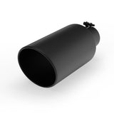 Richeer 4" Inlet to 7" Outlet Exhaust Tip, 15" Length Black Powder Coated Stainless Steel Universal for 4" O.D. Tailpipe