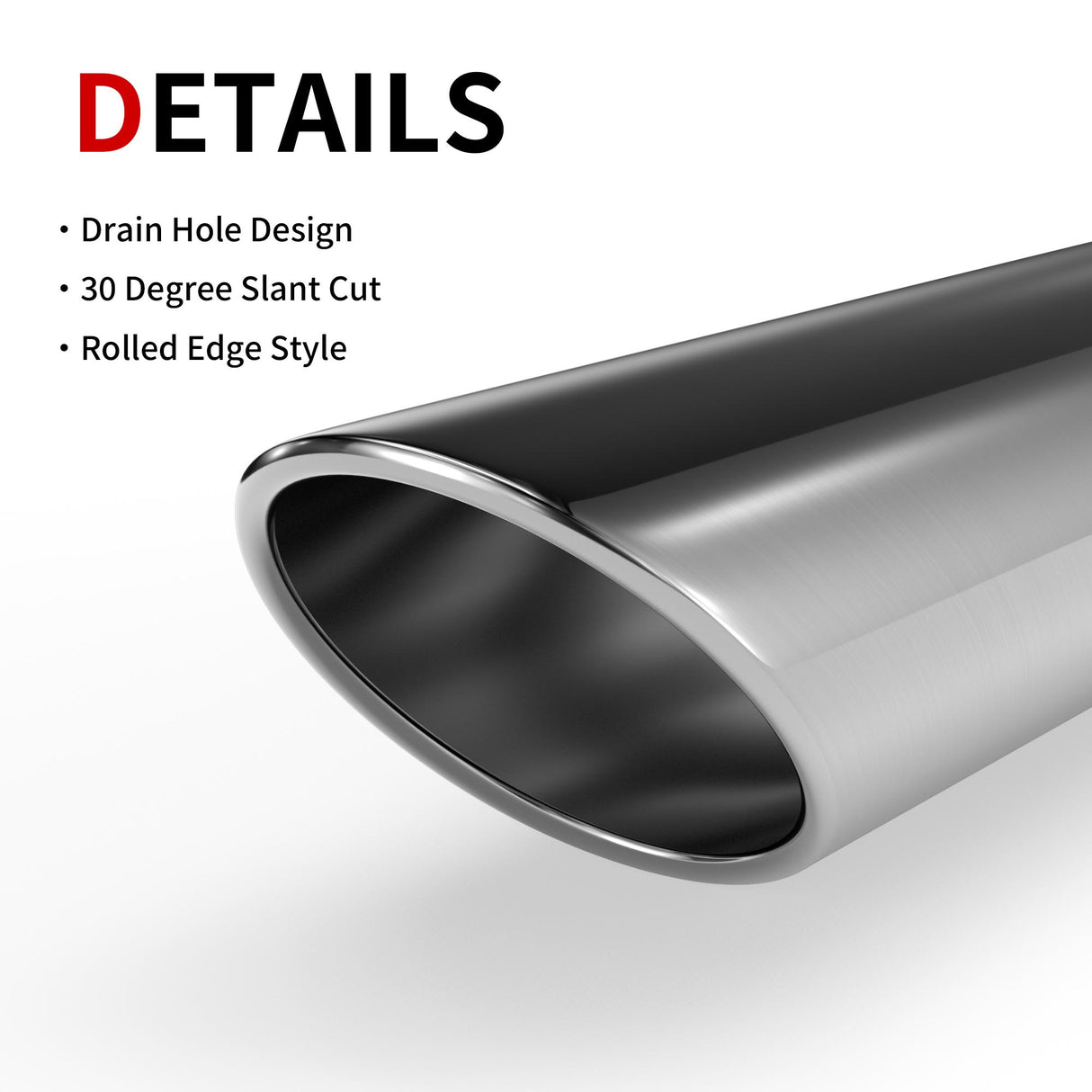 Richeer 2.5" Inlet Exhaust Tip, 4" Outlet, 18" Length, Stainless Steel, Universal