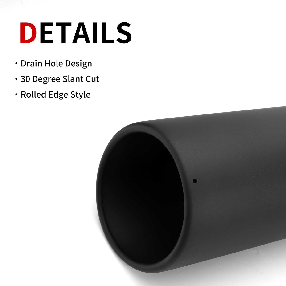 Richeer Adjustable 2.5-3.5" Inlet Exhaust Tip, 5" Outlet 12" Length Black Powder Coated Stainless Steel