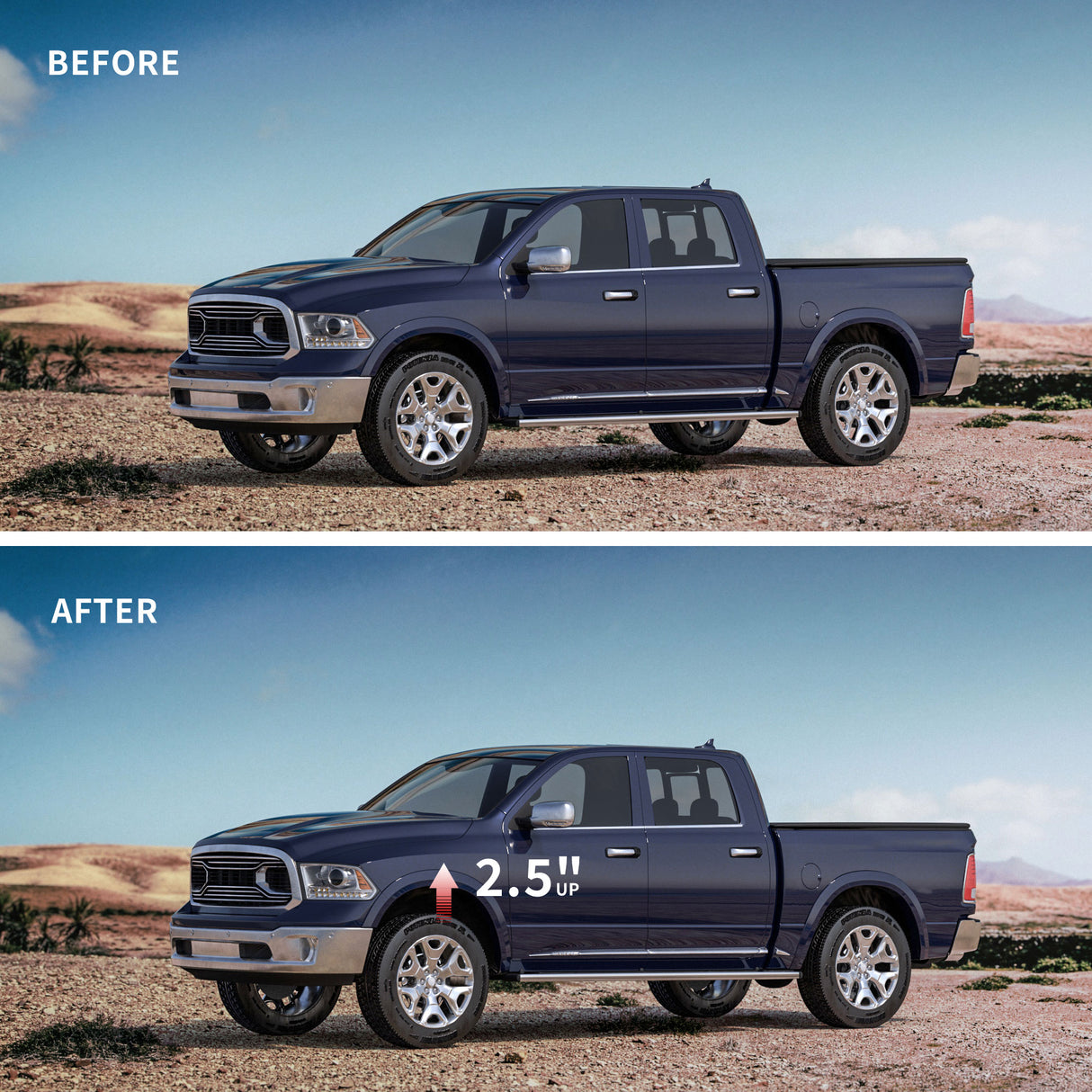Richeer 2" Front Leveling Lift Kit for 2006-2026 Dodge Ram 1500 and Compatible Models