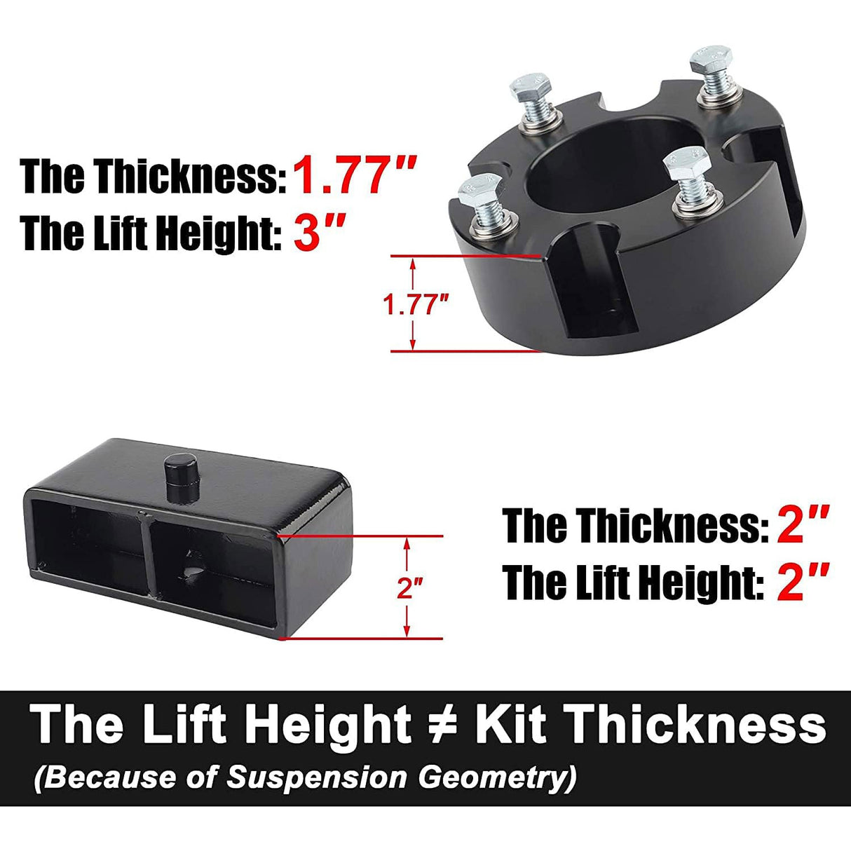 Richeer 3" Front 2" Rear Leveling Lift Kit for Toyota(Tundra 2WD 4WD)