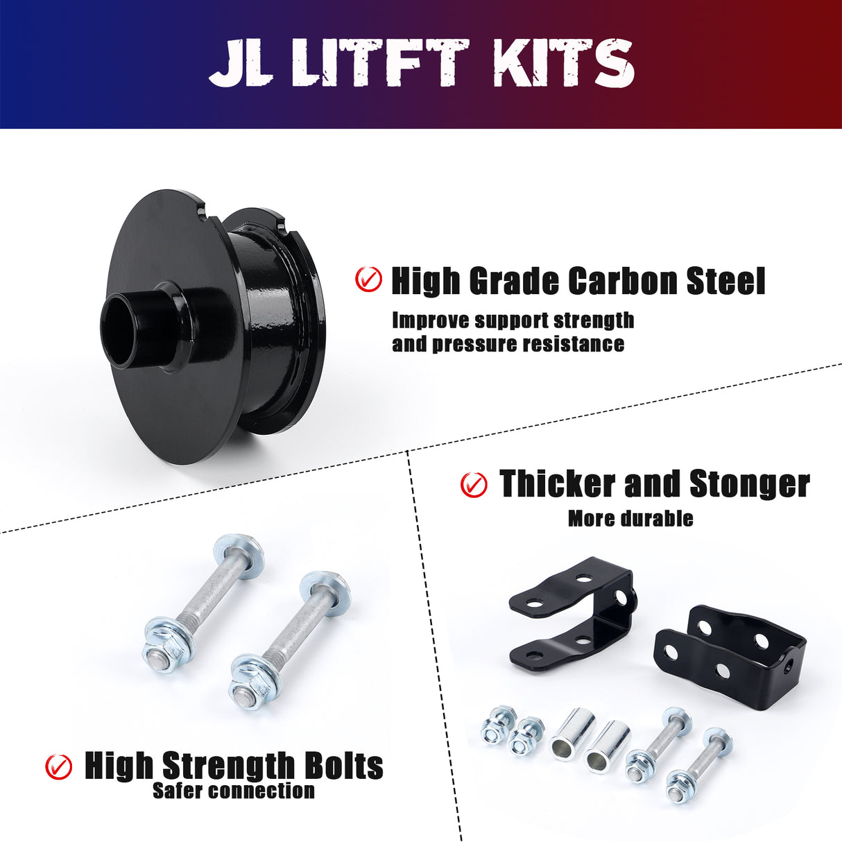 Richeer 2.5" Front Leveling Lift Kit for Jeep(Wrangler)