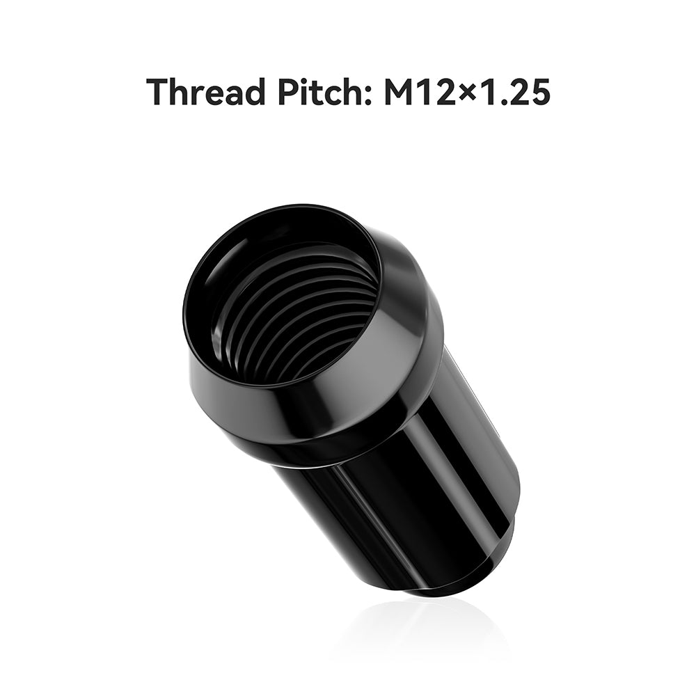 Richeer M12x1.5 Lug Nuts, 20PCS Spline Acorn, Closed End for Trucks & SUVs - Black