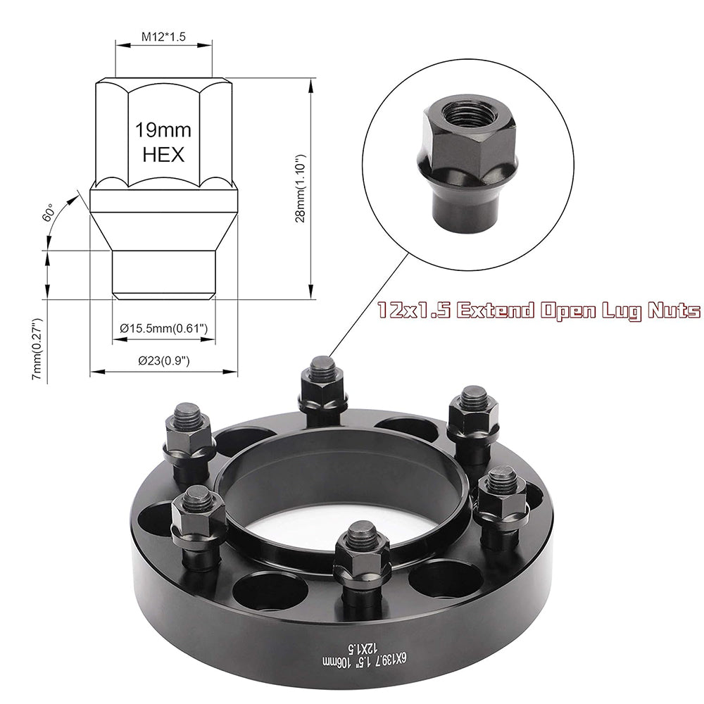 Richeer 12x1.5 24PCS Open Lug Nuts for Compatible Models