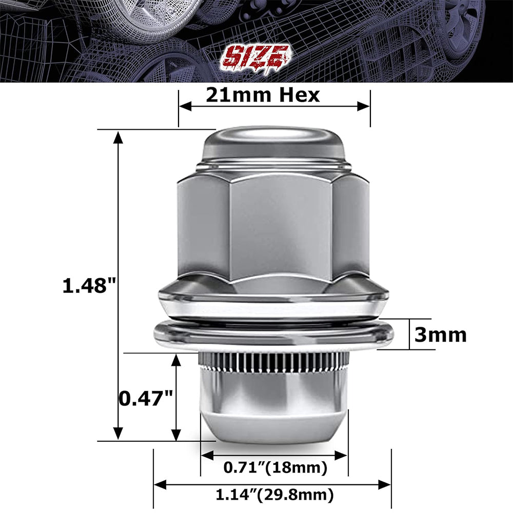 Richeer 12x1.5 20PCS Lug Nuts for Toyota and Compatible Models