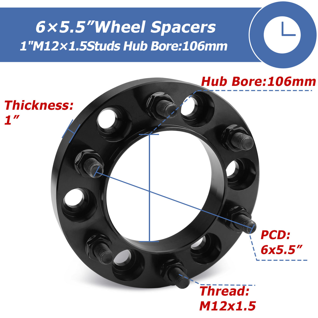 Richeer 6x5.5" Hubcentric Wheel Spacers with for Tacoma 4Runner and Compatiable Models