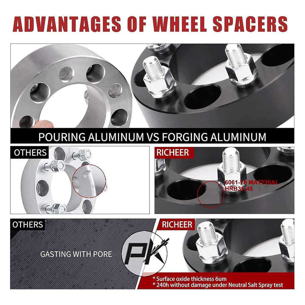 Richeer 5x4.5" to 5x5" Wheel Adapters for Off-Road Vehicles (Ford, Jeep & More)