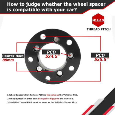 Richeer 5x5.5" to 5x4.5" Wheel Adapters for Off-Road Vehicles (Dodege, Ford & More)