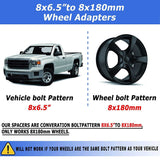 Richeer 8x6.5" to 8x180mm Wheel Adapters for Off-Road Vehicles (Chevy, GMC, Ram & More)