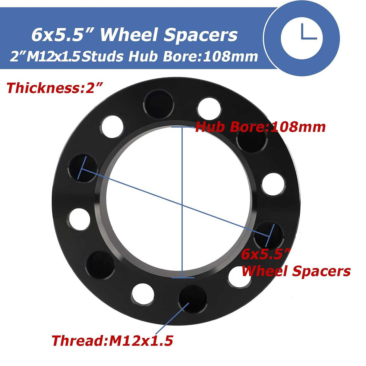 Richeer 6x5.5" Wheel Spacers for Off-Road Vehicles (Toyota & More)