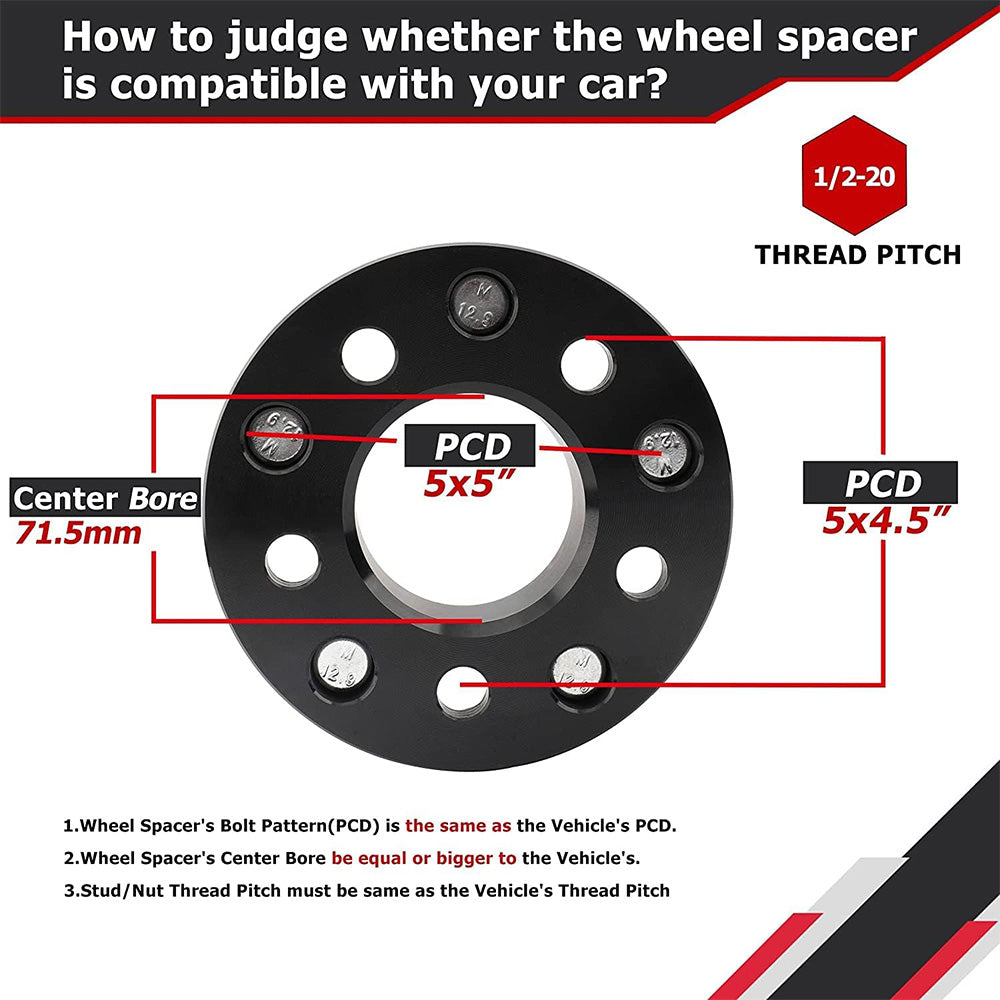 Richeer 5x4.5" to 5x5" Hubcentric Wheel Adapters for Off-Road Vehicles (Ford, Jeep & More)