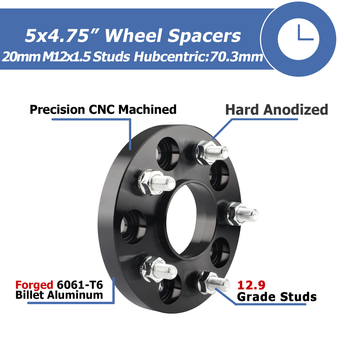 Richeer 5x4.75" Wheel Spacers for Off-Road Vehicles (Buick, Cadillac, GMC, Pontiac & More)