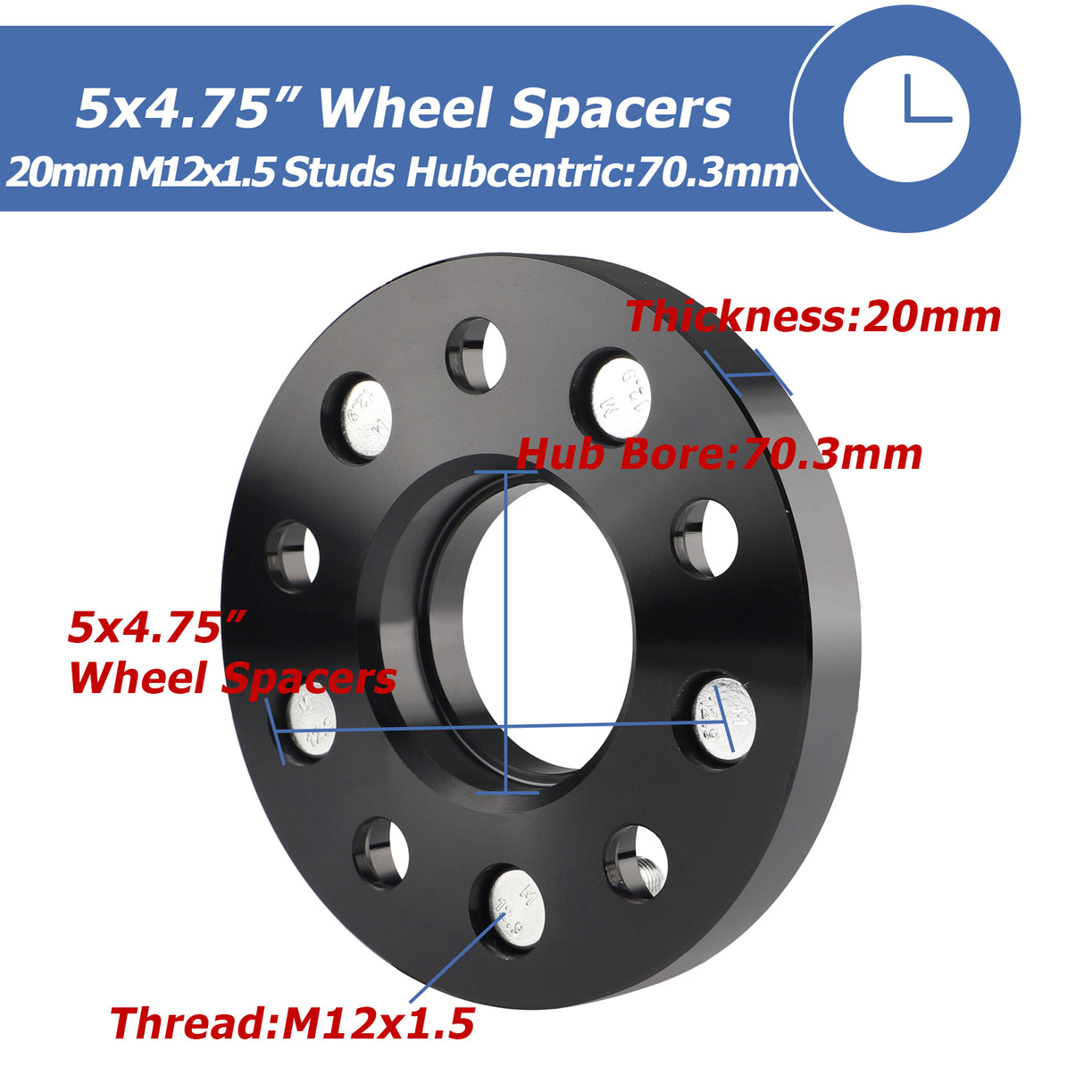 Richeer 5x4.75" Wheel Spacers for Off-Road Vehicles (Buick, Cadillac, GMC, Pontiac & More)