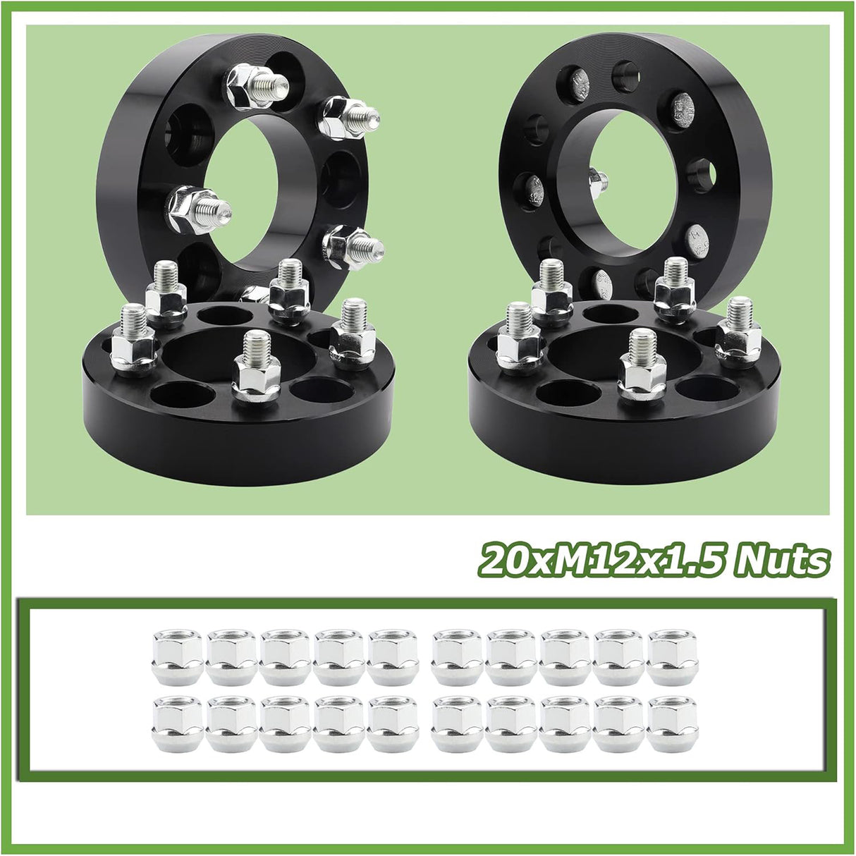 Richeer 5x4.25" Wheel Spacers with 12x1.5 Thread Pitch and 74mm Hub Bore