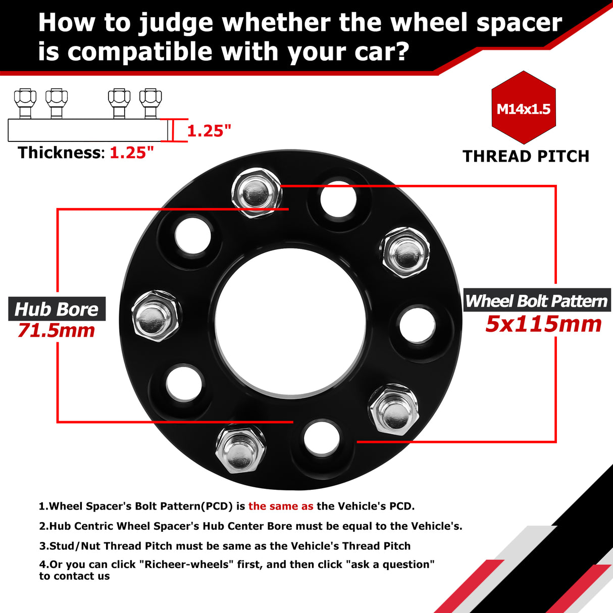 Richeer 8x170mm to 8x6.5" Wheel Adapters for 2003-2023 F250 F350 and Compatible Models