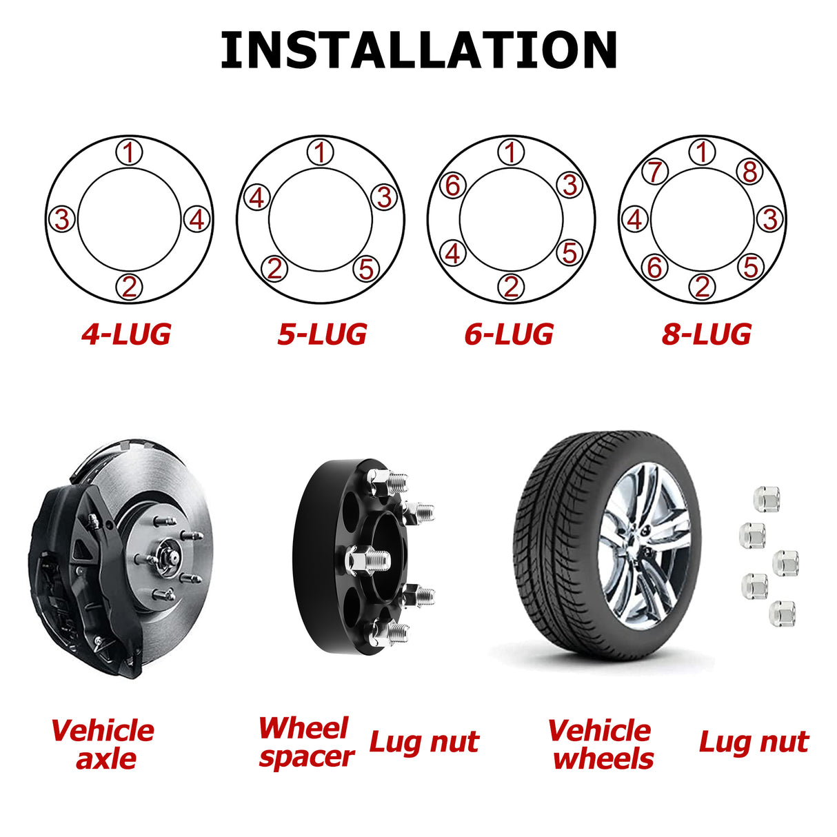 Richeer 8x170mm to 8x6.5" Wheel Adapters for 2003-2023 F250 F350 and Compatible Models