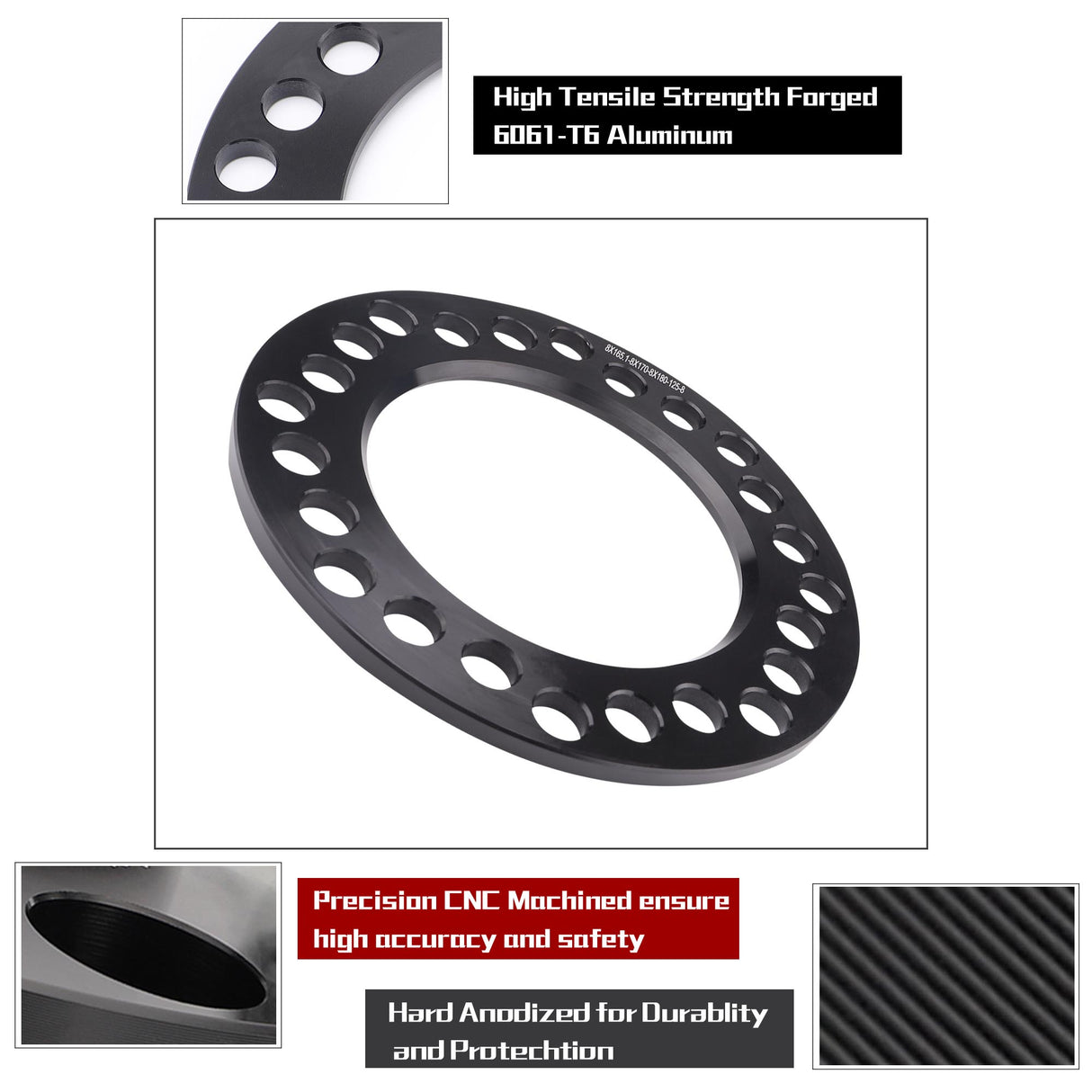 Richeer 8x6.5" 8x165.1 8x170 8x180 Wheel Spacers for Off-Road Vehicles (Ford, Chevy, GMC & More)