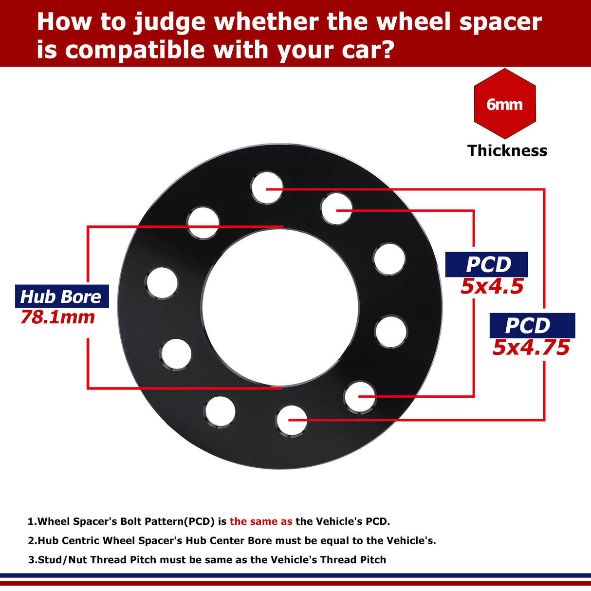 Richeer 8x180mm to 8x6.5" Wheel Adapters for Silverado and Compatible Models