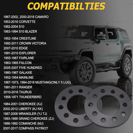 Richeer 5x4.5" 5x4.75" Wheel Spacers for Off-Road Vehicles (Toyota, Honda, Nissan & More)