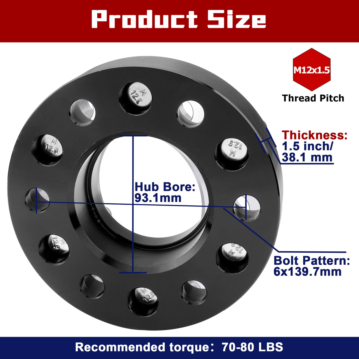 Richeer 6x5.5" Wheel Spacers for 2019-2025 Ranger and 2021-2024 Bronco and Compatible Models