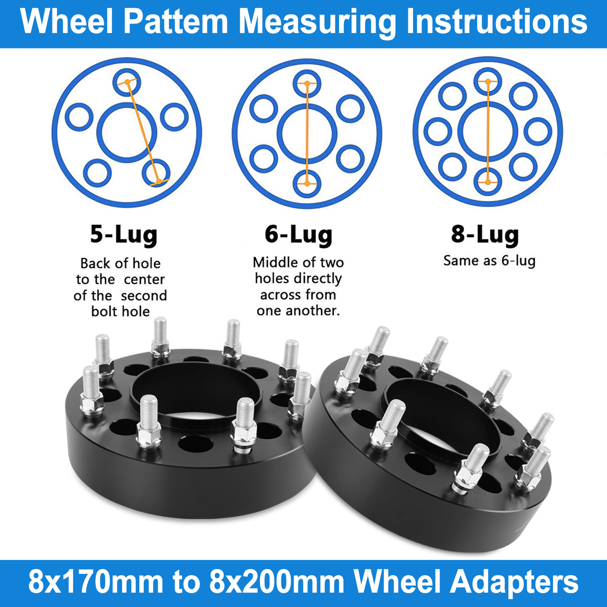 Richeer 8x170mm to 8x200mm Wheel Adapters and Compatible Models