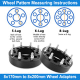 Richeer 8x170mm to 8x200mm Wheel Adapters and Compatible Models