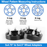 Richeer 5x4.75" to 5x4.5" Wheel Adapters Hubcentric for Compatible Models