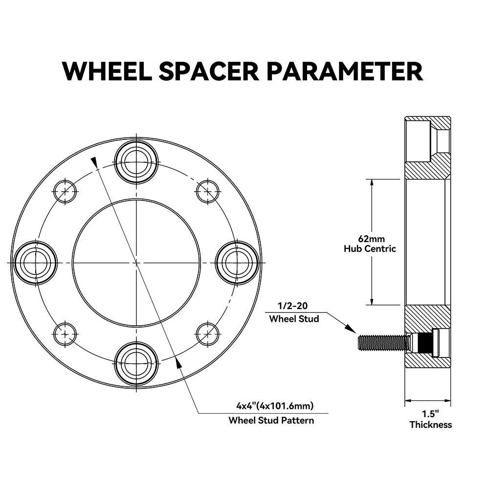 Richeer 4x101.6mm ATV Wheel Spacers for EZ GO Golf Carts and Compatible Models