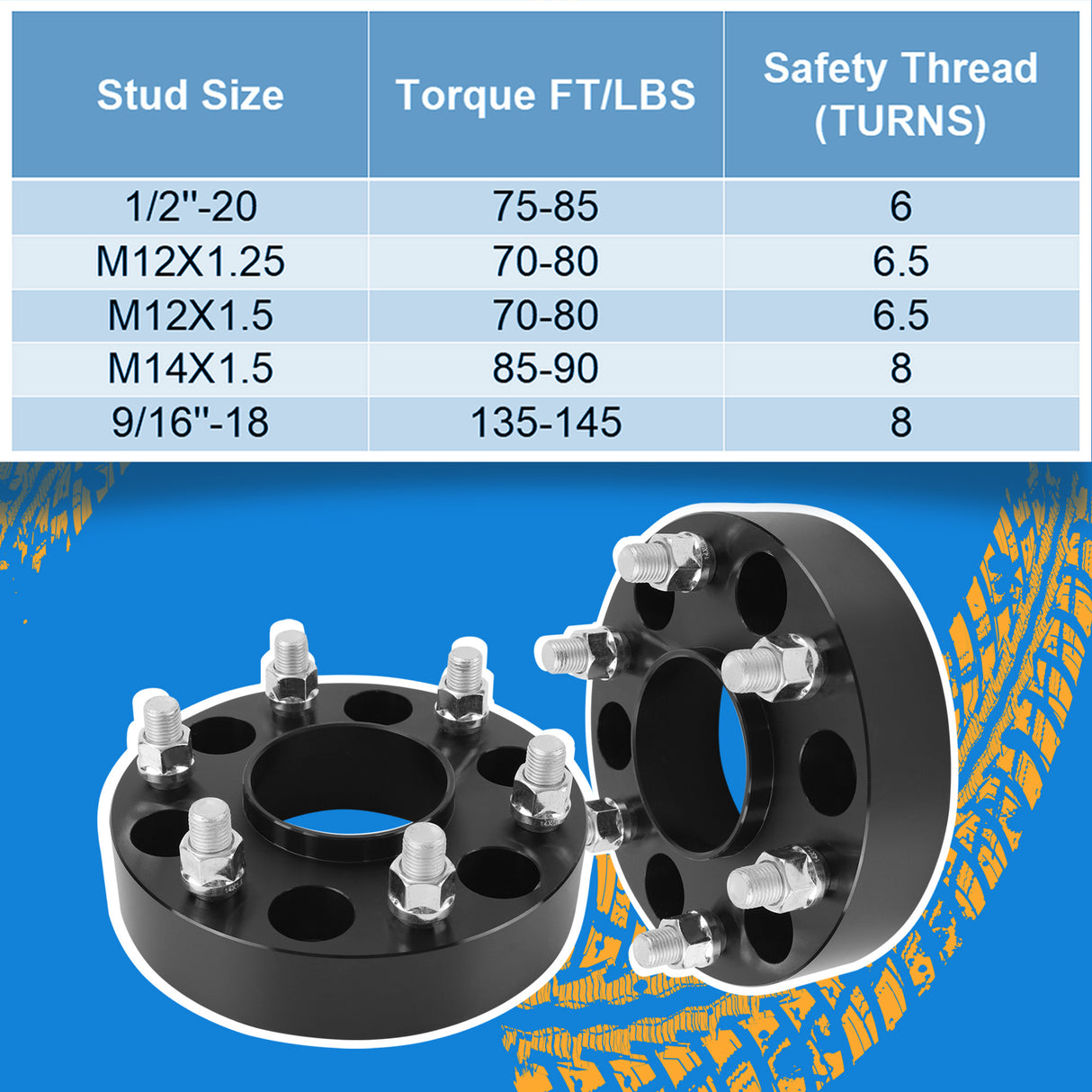 Richeer 6x5.5" to 6x135mm Wheel Adapters for Silverado and Compatible Models