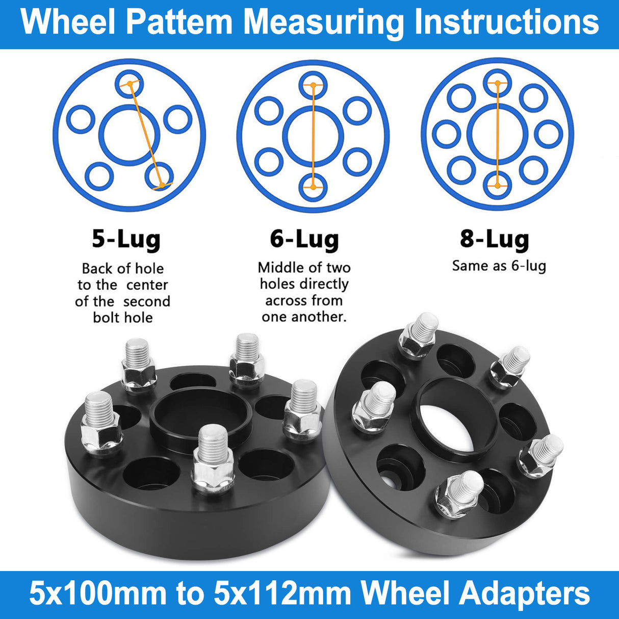 Richeer 5x100mm to 5x112mm Wheel Adapters for Compatible Models