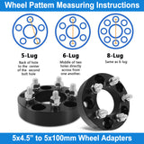 Richeer 5x4.5" to 5x100mm Wheel Adapters for Compatible Models