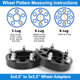 Richeer 5x4.5" to 5x5.5" Hubcentric Wheel Adapters for 2012-2018 Ram 1500 and Compatible Models