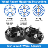 Richeer 5x5" to 5x4.5" Hubcentric Wheel Adapters with 1/2-20 Thread Pitch