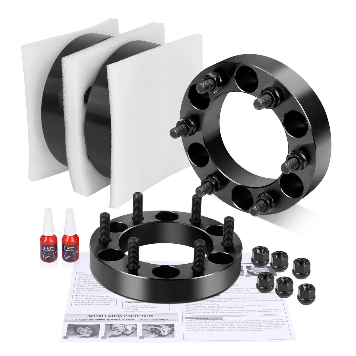 Richeer 6x5.5" Hubcentric Wheel Spacers for 1995-2023 Tacoma 4Runner with 12x1.5 Studs